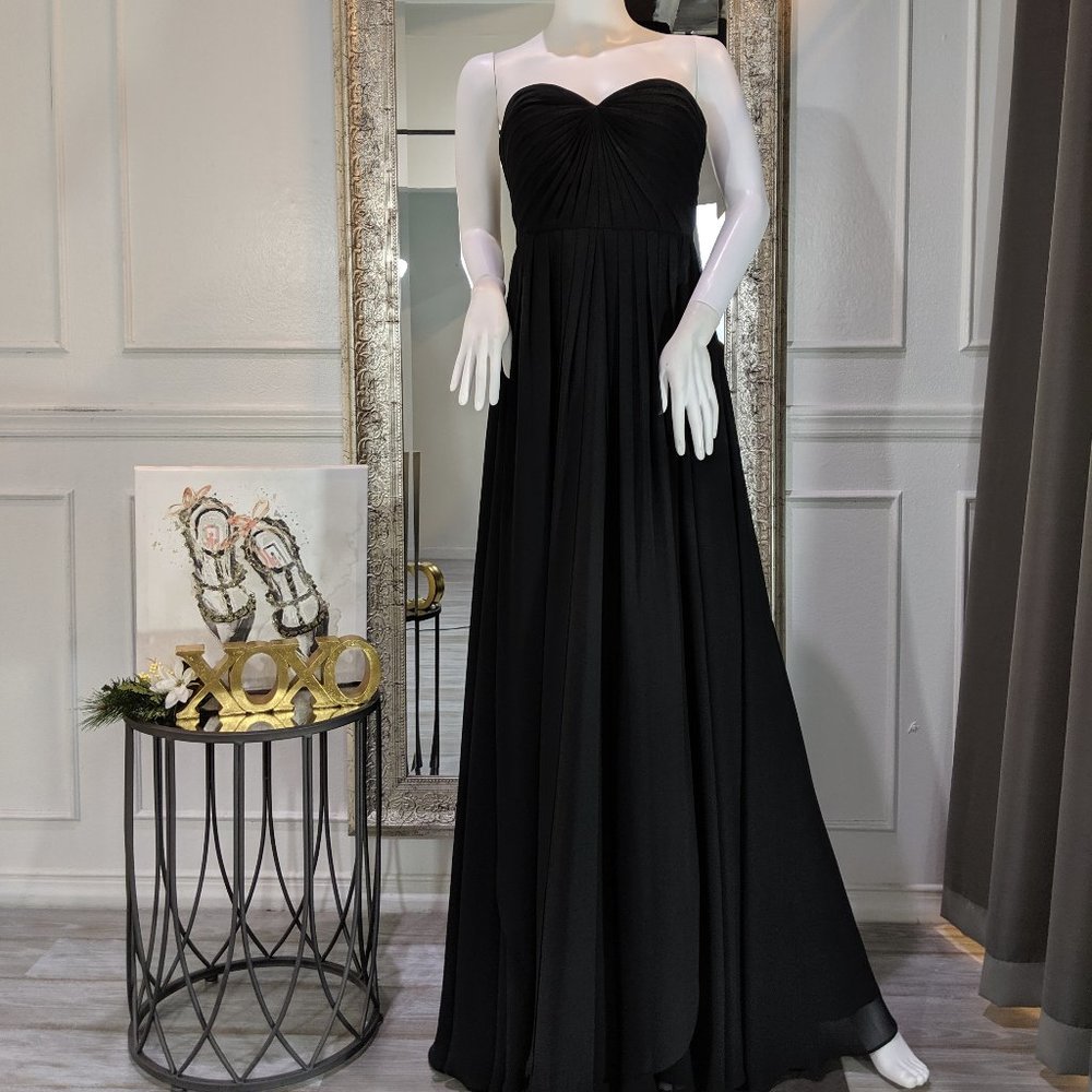 Black Strapless Formal Evening Prom Dress Gown